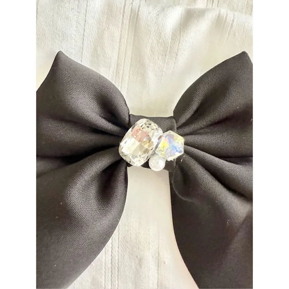 Black jeweled stunning hair bow